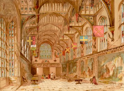 The Great Hall, Hampton Court Palace, London, England, from Old England: A Pictorial Museum, pub. 1847 by English School